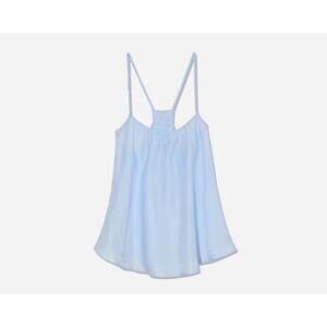 Loup Charmant Silk Scoop Tank Top- S Pale Blue